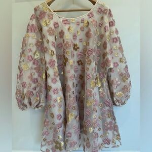 Arianna Elmy FloralDress with Pink and Gold Accents